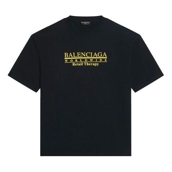 

Футболка Balenciaga Retail Therapy T-Shirt Medium Fit 'Black Yellow', черный