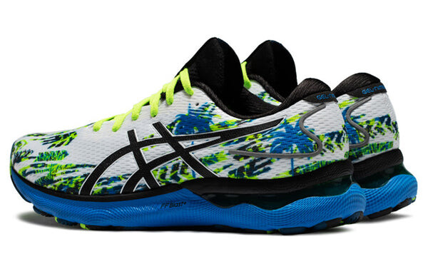 Кроссовки гель нимбус 24 Asics, белый/синий — фото 4