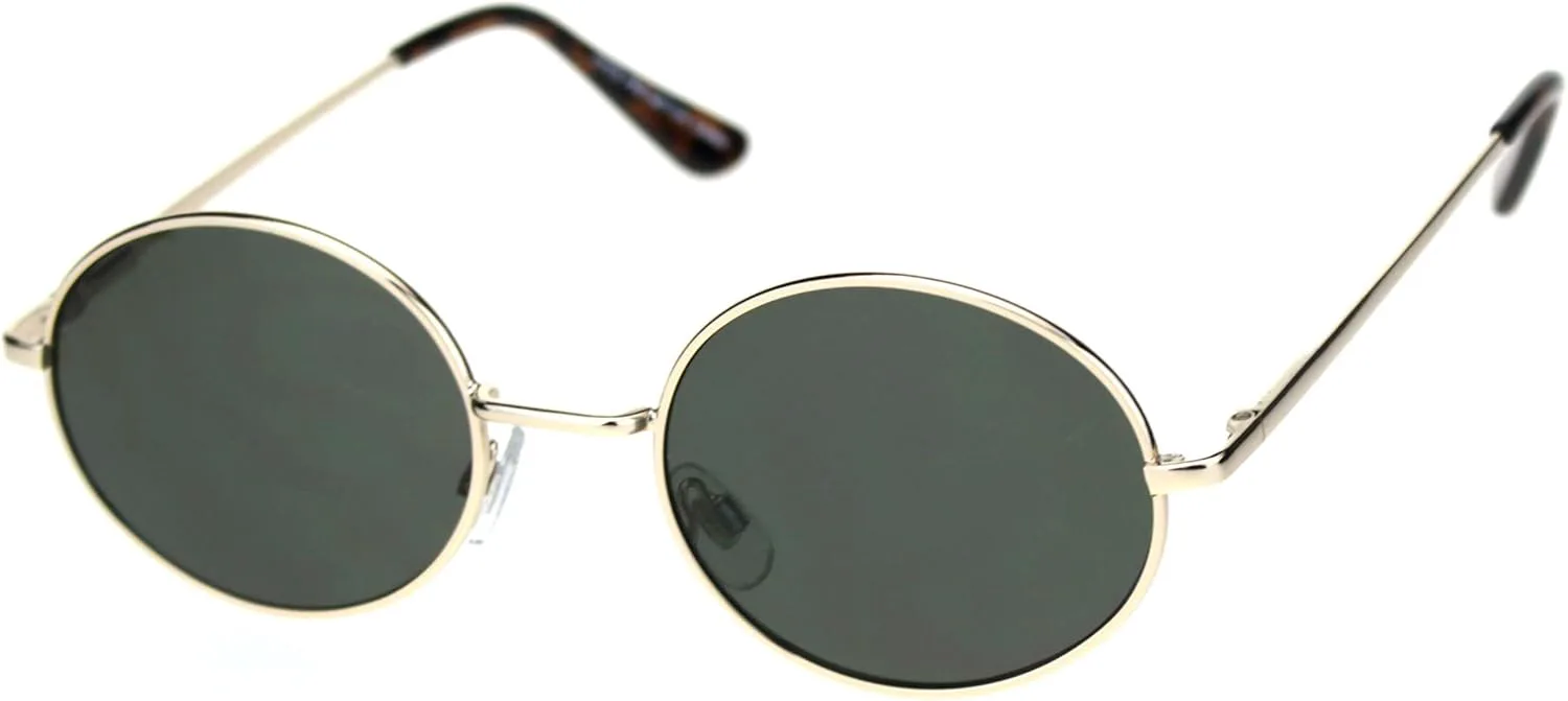

Солнцезащитные очки PASTL с круглой или овальной металлической оправой, унисекс, модные, с пружинным шарниром, защита от УФ-излучения UV 400, Gold (Green)