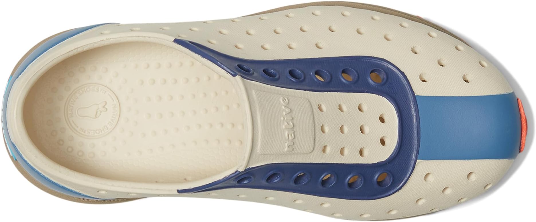 Кроссовки Native Shoes Kids Robbie, Bone White/Flax Tan/Oasis Regatta/La Flame Speckle RubberSee Less — фото 2
