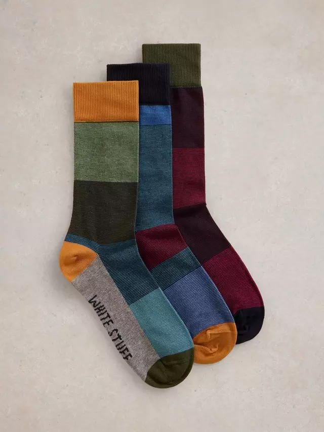 

Носки White Stuff Cotton Blend Colourblock 3 шт, цвет blue/multi