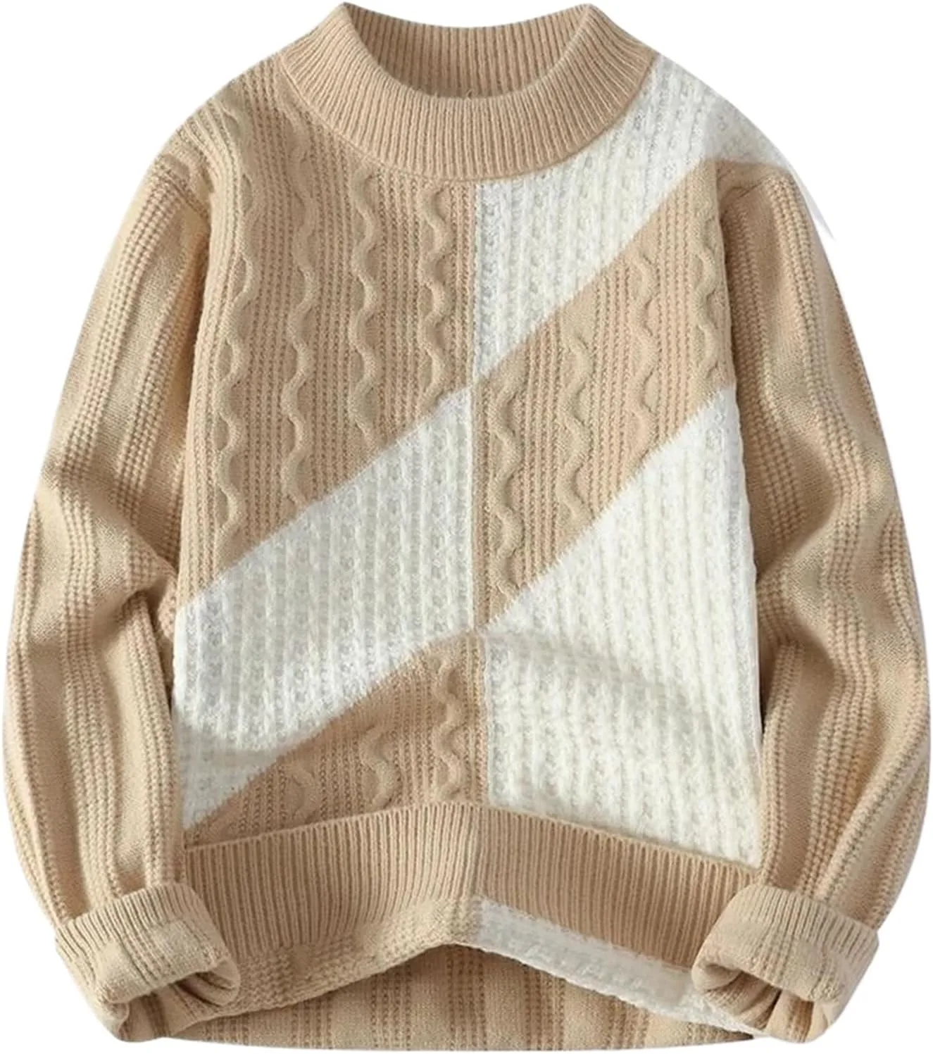 

Осенне-зимний мужской свитер Casual Loose Streetwear Pullover O-Neck Patchwork WHSZEDZB