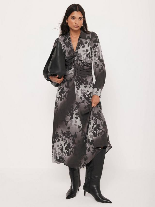 

Цветочное платье миди с воротником Mint Velvet, Black/Multi