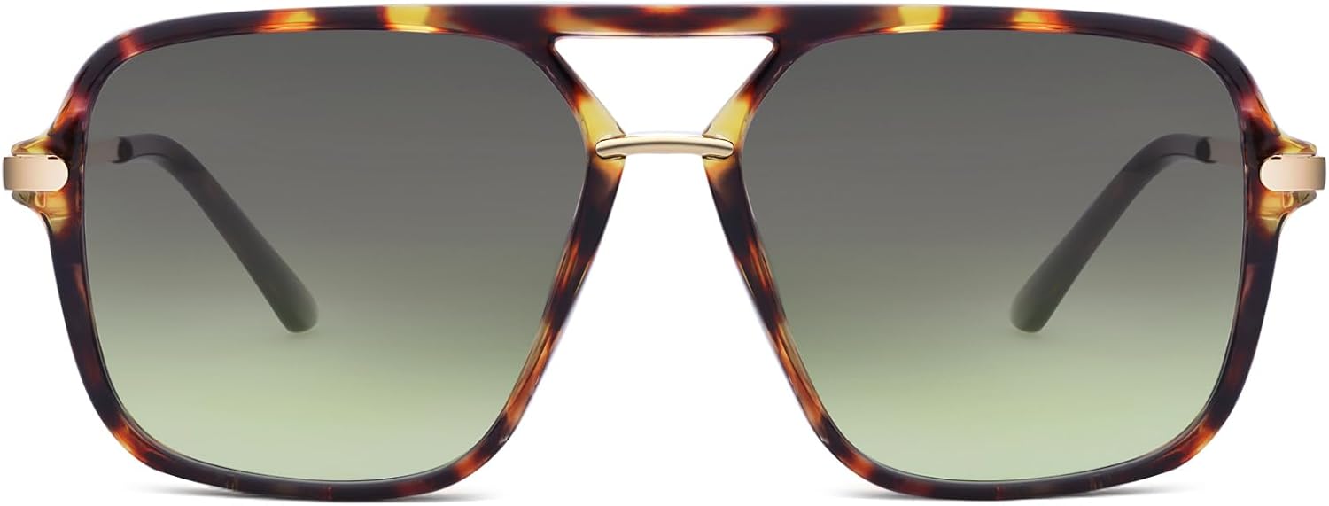 

Ретро-солнцезащитные очки-авиаторы с квадратными тонированными линзами, не спутывающиеся, без носовой перемычки, для женщин и мужчин, модные Tskestvy, Tortoise Shell Frame/ Black Mixed Light Yellow Lense