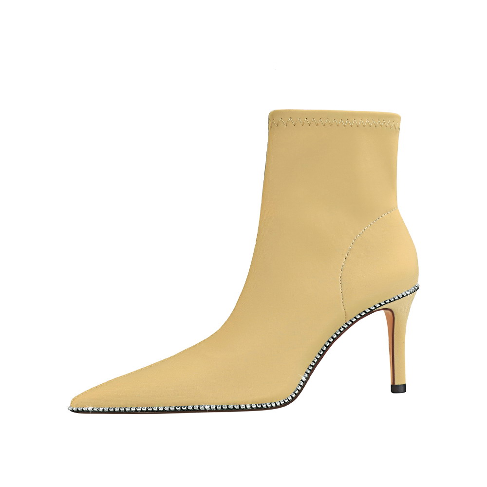 QITUMAUL Женские ботинки на каблуке 7,5 см цвета хаки, цвет Khaki[Heel Height 7.5cm]