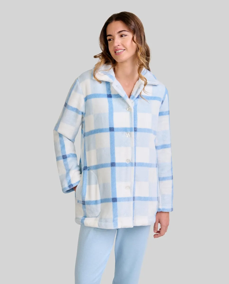 

Женский короткий халат в клетку Lohe, небесно-голубой