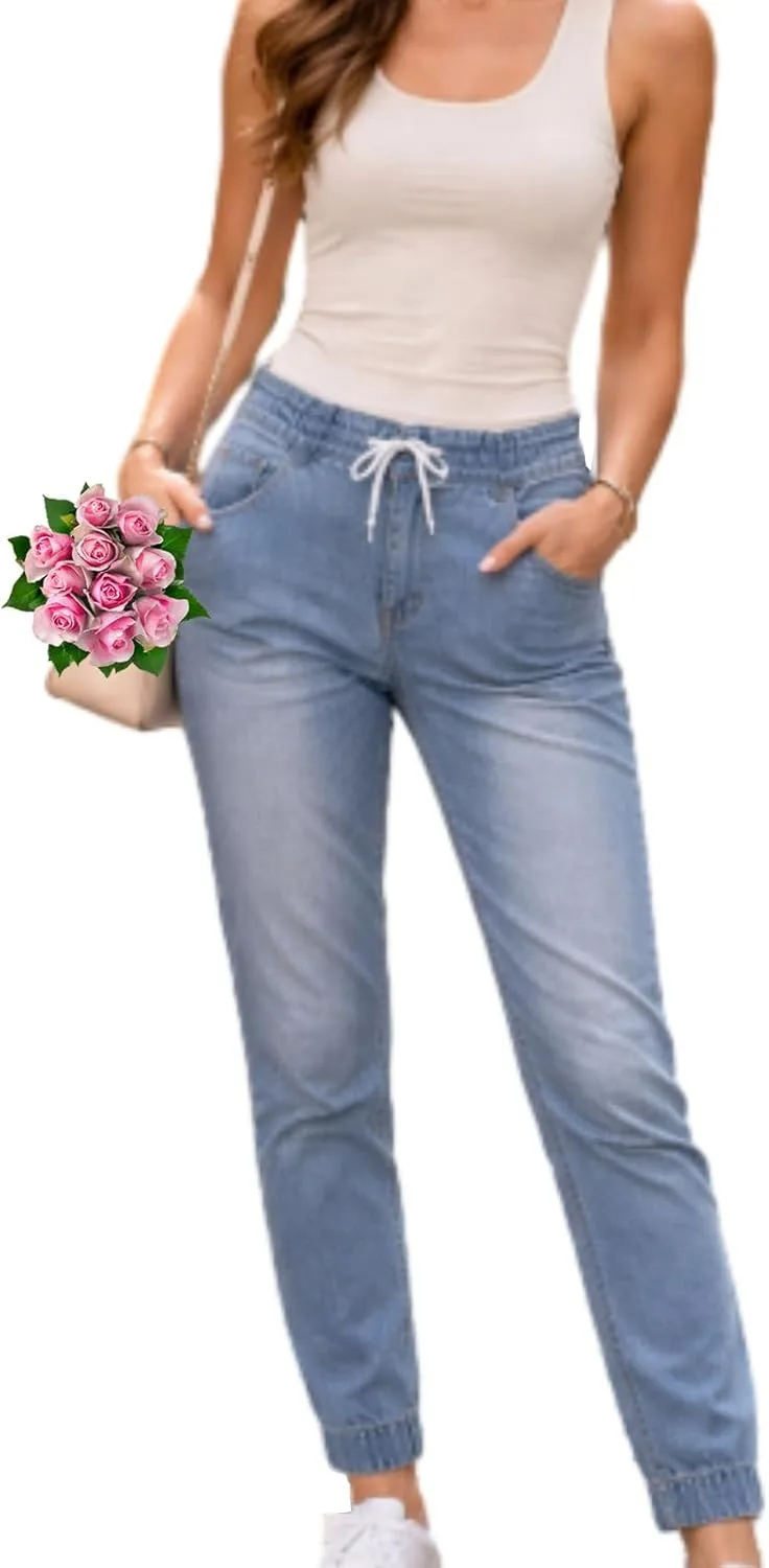 

Женские джинсы-джоггеры с эластичным поясом, прямые легкие с карманами XYLAWAVE