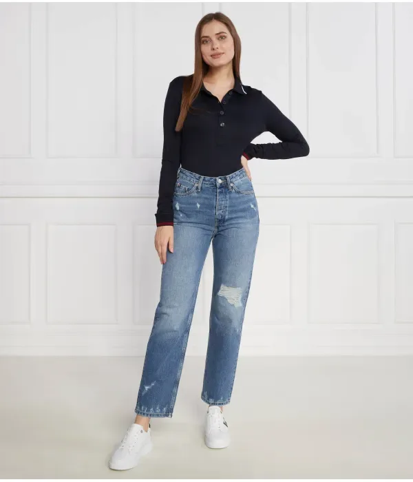 Поло SPLIT GLOBAL STR LS slim fit Tommy Hilfiger, темно-синий — фото 2