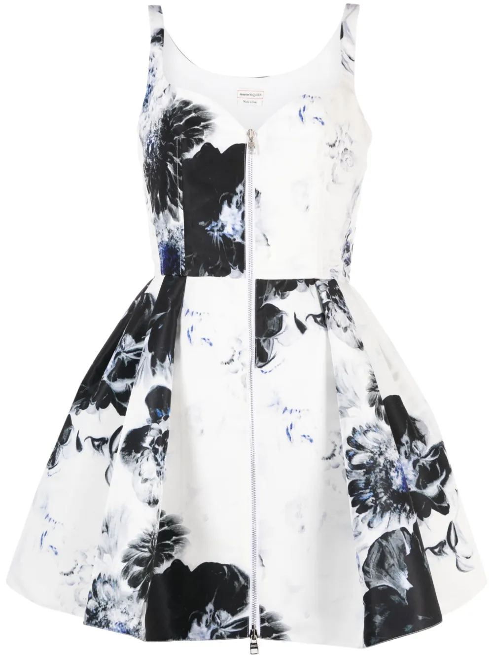 

Жаккардовое платье мини Chiaroscuro с цветочным декором Alexander McQueen, белый