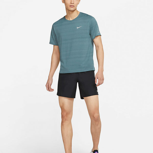 Футболка m nk df miler top ss running training sports short sleeve grey green graygreen Nike, серый — фото 3