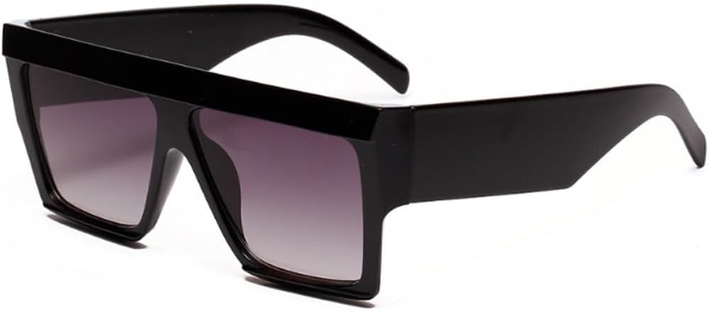 

Модные солнцезащитные очки в крупной оправе для мужчин, стильные прозрачные очки для женщин, очки для коррекции формы лица, защита от УФ-излучения UV400 generic, Black Grey