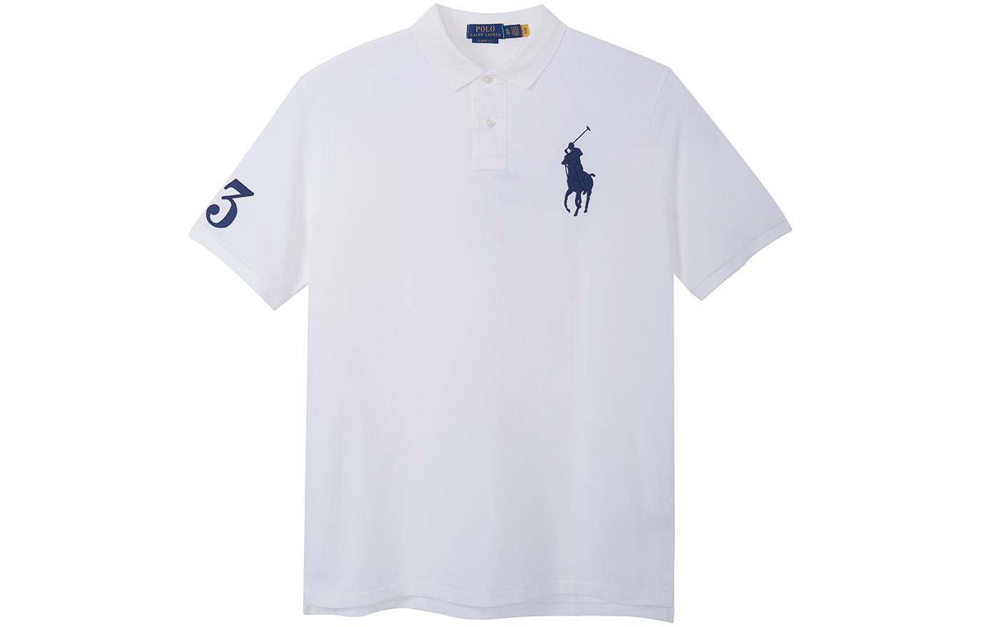 Футболка с контрастным логотипом Polo Ralph Lauren, белый/синий — фото 4