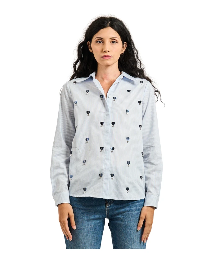 

Рубашка с вышивкой светло-голубого цвета Iblues, синий