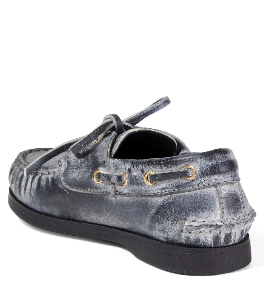 Круизные кожаные лодочные туфли Golden Goose Kids, черный — фото 3