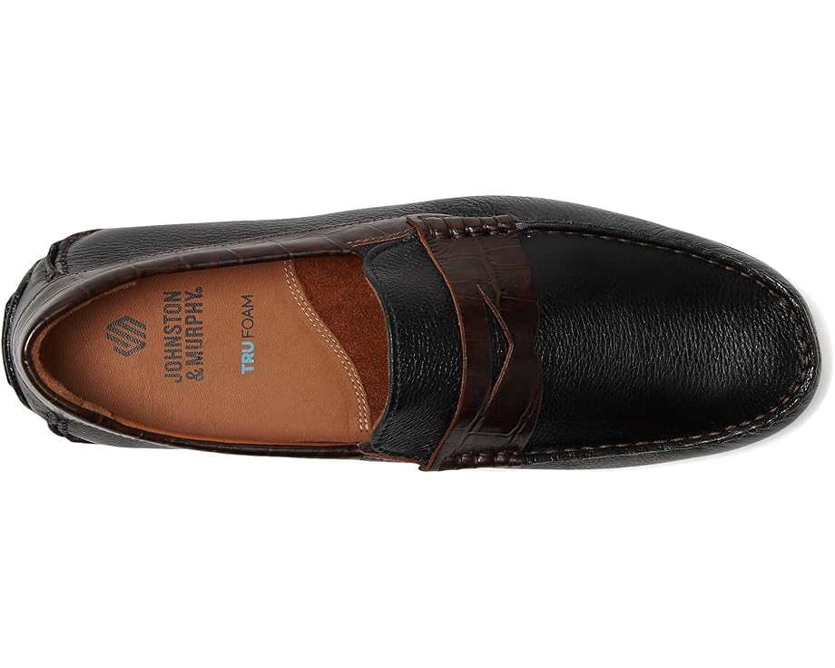 Лоферы Johnston & Murphy Cort 2.0 Penny, цвет Black Full Grain/Dark Brown Croc Embossed Full Grain — фото 2