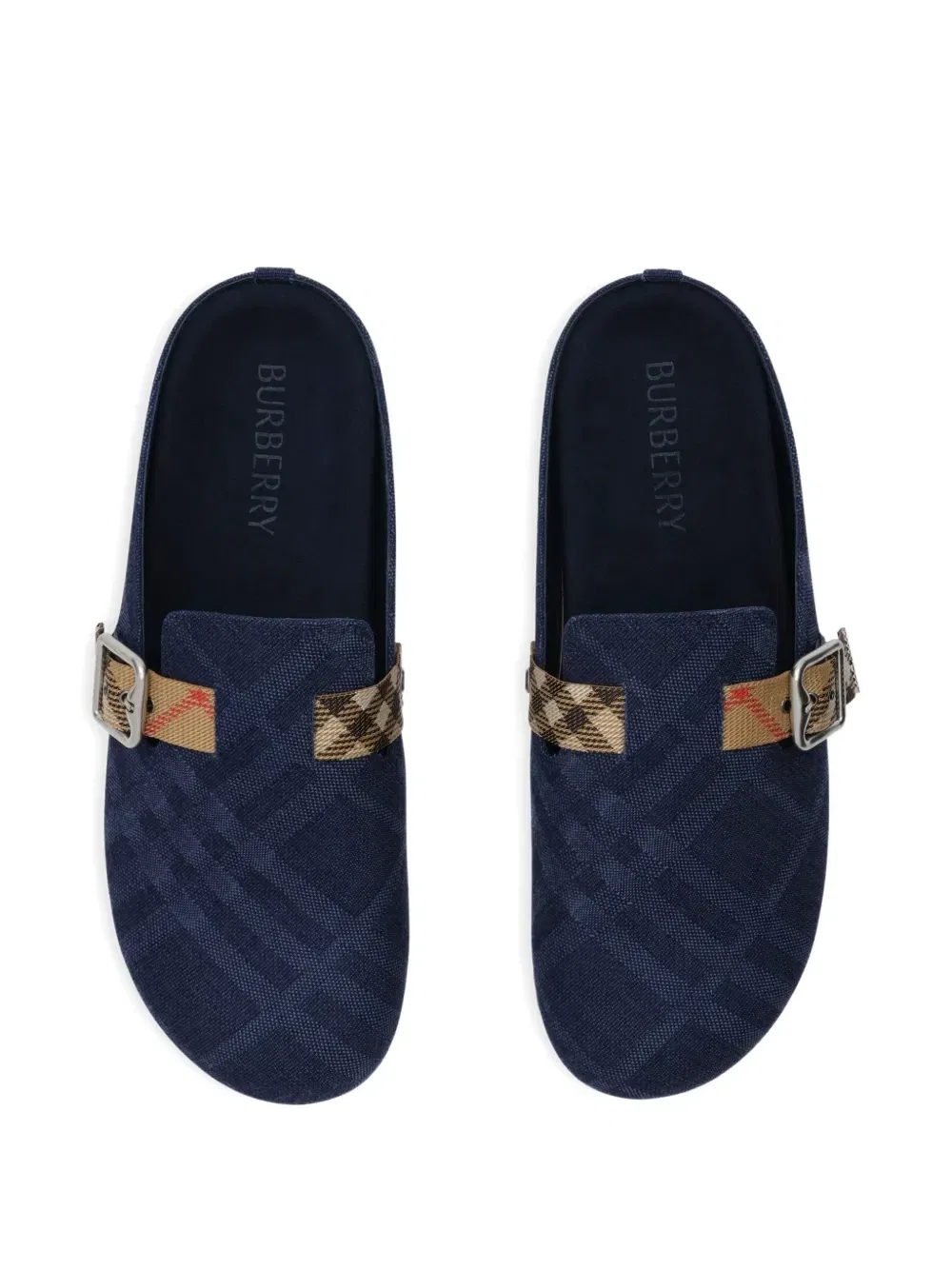 Клоги Urchin из денима в клетку BURBERRY, синий — фото 3