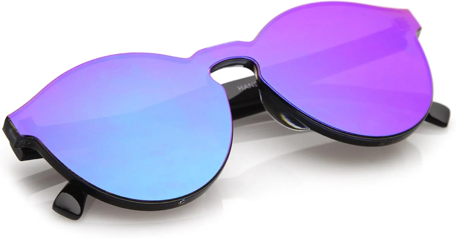 

zeroUV - Солнцезащитные очки без оправы с цельными поликарбонатными линзами, ультраярким цветным зеркальным покрытием, моноблочная конструкция, 60 мм, Green Mirror