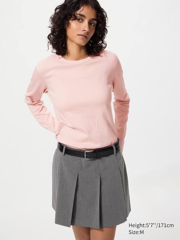 

Гладкая эластичная хлопковая футболка с длинным рукавом Uniqlo, 10 pink, Розовый, Гладкая эластичная хлопковая футболка с длинным рукавом Uniqlo, 10 pink