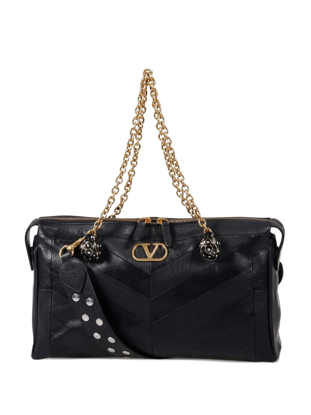 

Плечевая сумка с узором «елочка» Valentino Garavani, черный