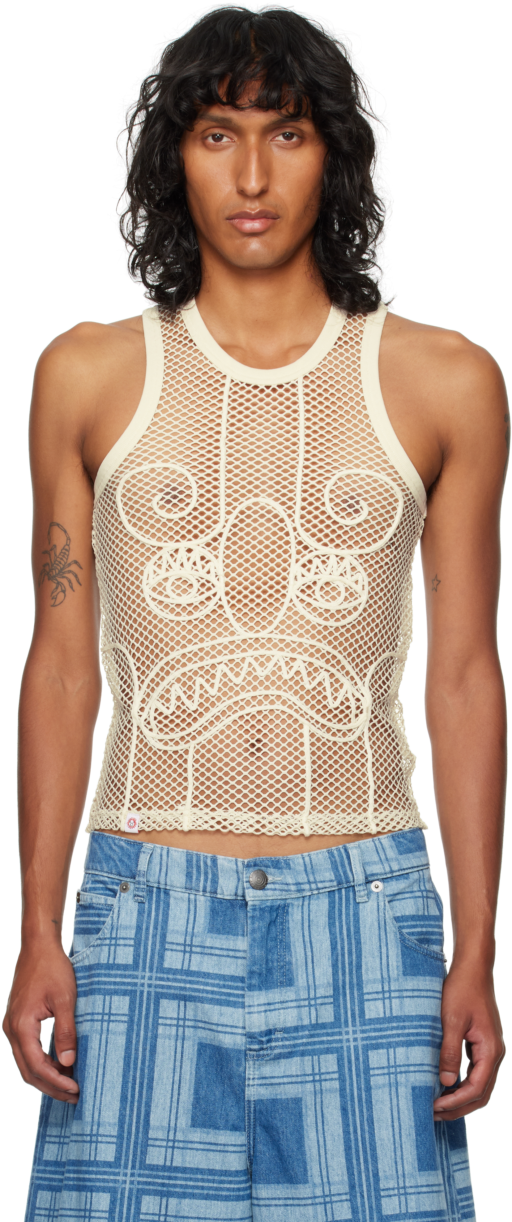 

SSENSE Эксклюзивная белая сетчатая майка с рисунком Charles Jeffrey LOVERBOY