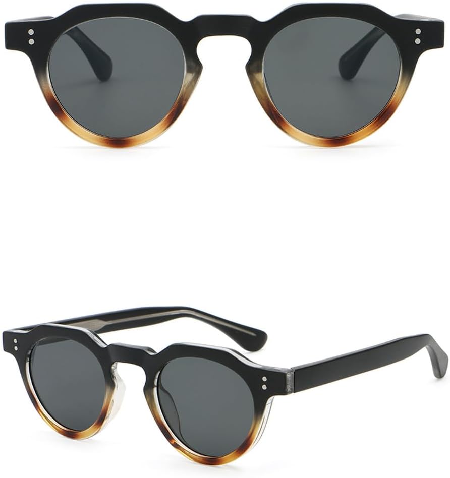 

Солнцезащитные очки в стиле ретро 2027 года, защита от УФ-излучения UV400, мужские, унисекс, круглые, для женщин, аксессуары, мужские, из ацетата MTZJH, Black Leopard Grey