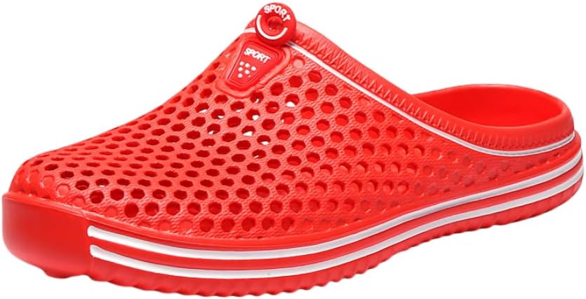 

Мужские сабо однотонного цвета на платформе, с открытым носком, сквозными отверстиями, нескользящие, для улицы, летние повседневные сандалии Hhhchpm, красный