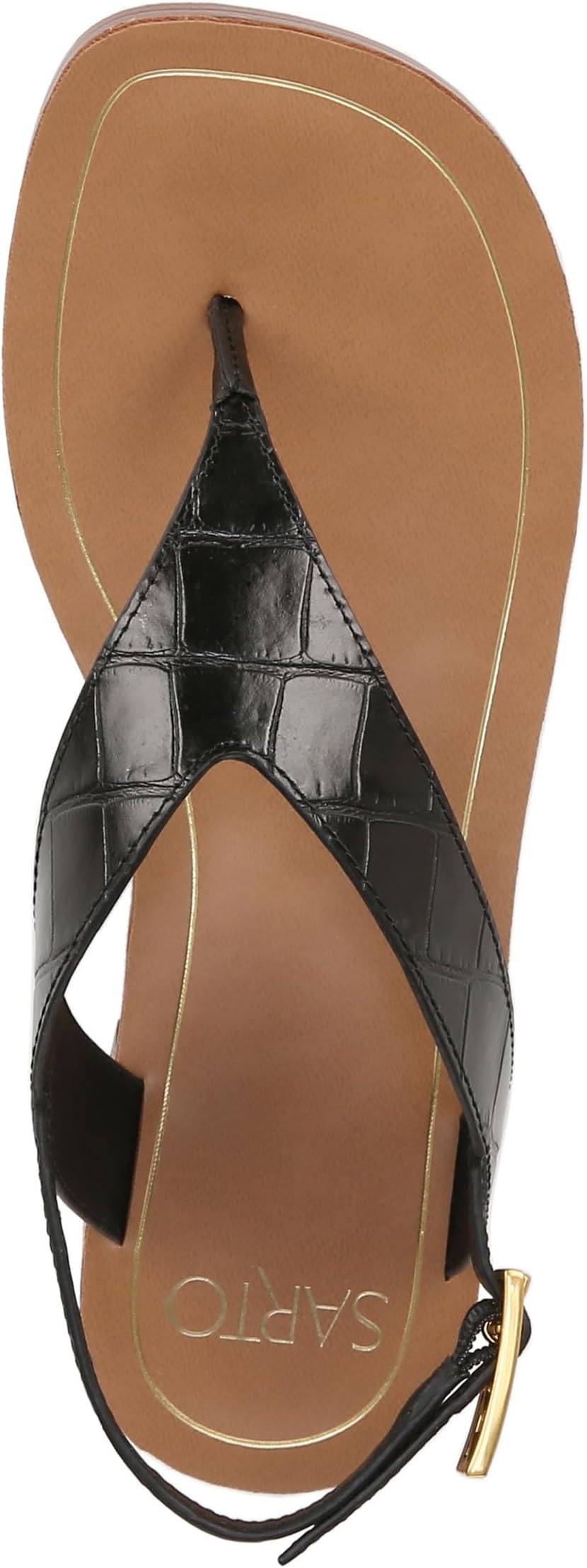 Сандалии Franco Sarto Iris Ankle Strap Thong Sandals, цвет Black Croc Print Leather — фото 2