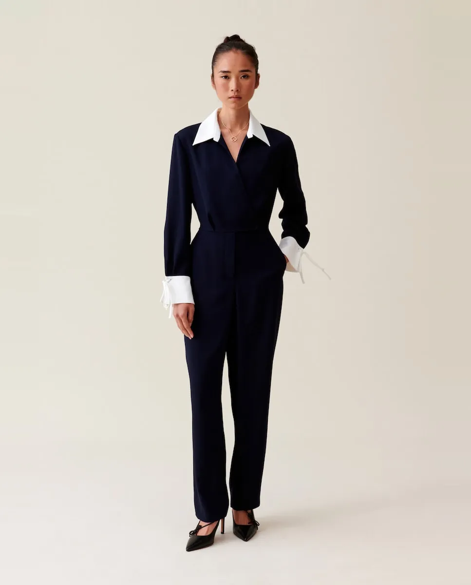 

Двухцветный женский комбинезон темно-синего цвета Claudie Pierlot, мультиколор