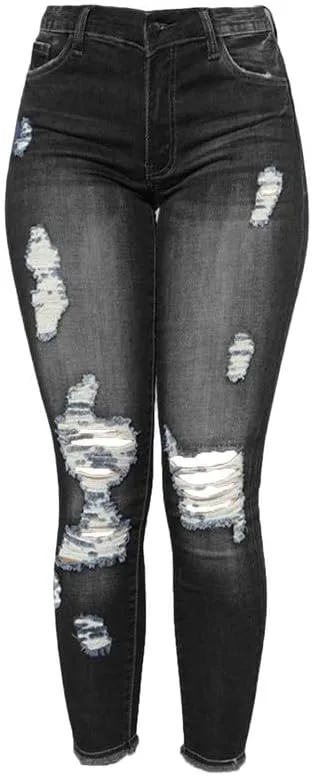 

ANDONGNYWELL Женские джинсы с потертостями High Rise Stretch Slim