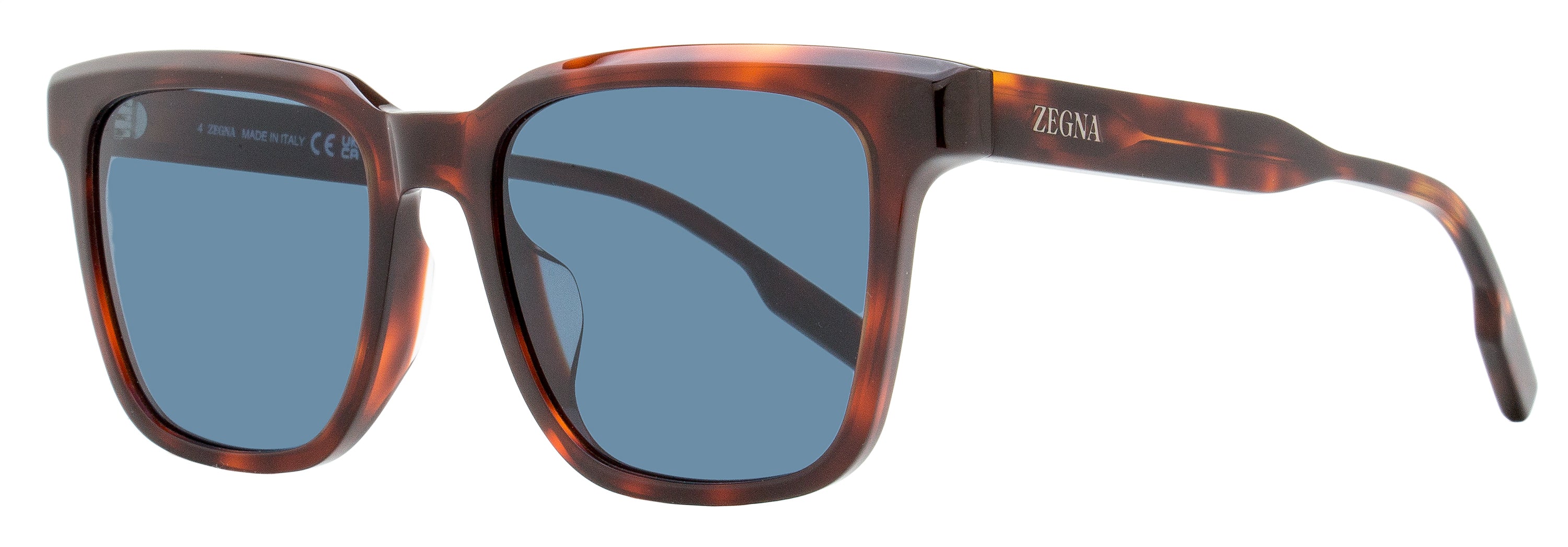 

Мужские квадратные солнцезащитные очки Zegna EZ0225-D 54V Red Havana 54 мм