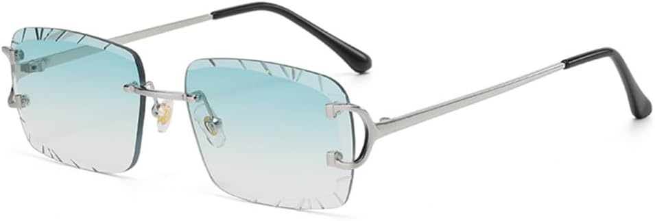 

Мужские солнцезащитные очки без оправы с градиентным переходом цвета, панк-стиль, винтажные очки в маленькой оправе, без оправы, защита от ультрафиолета UV400 MTZJH, C04 Silver Green