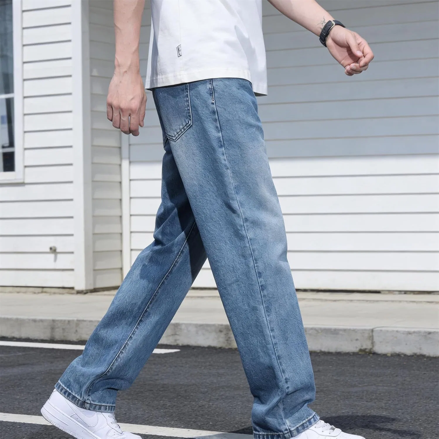 Джинсы свободные Men's Baggy Jeans, Light Blue — фото 2