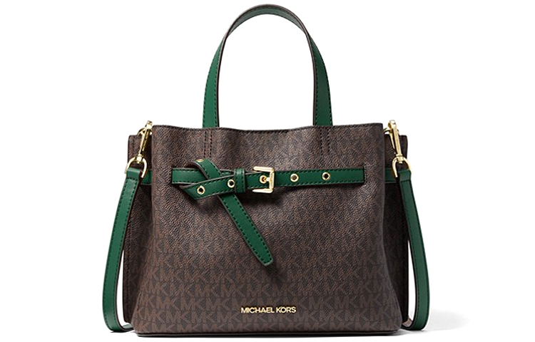 

MICHAEL KORS Квадратная холщовая сумка через плечо малая женская Джаспер и коричневая