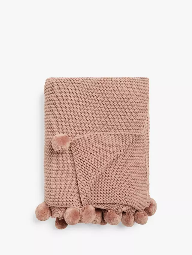 

Плед John Lewis Knitted Pom Pure Cotton, цвет plaster