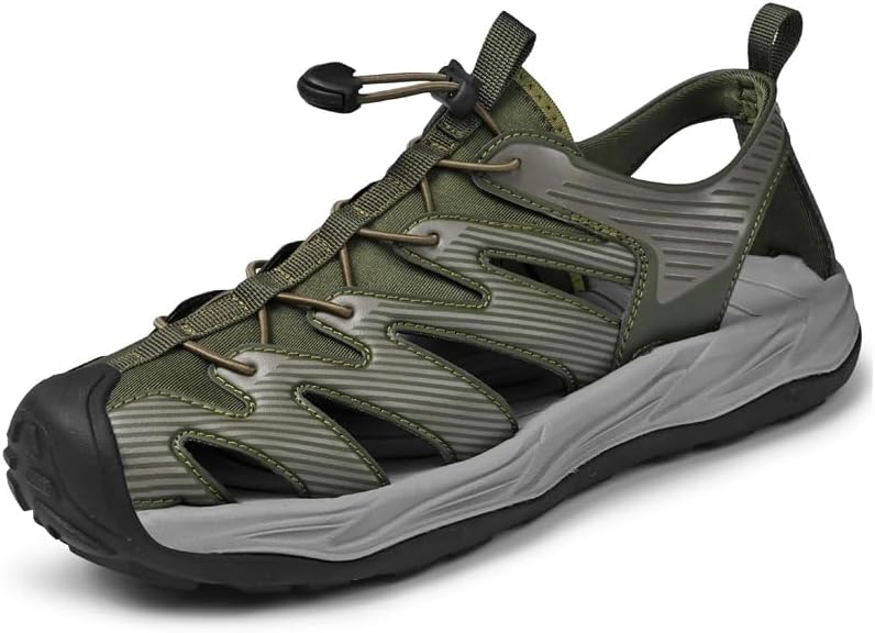 

Мужские походные сандалии Asifn Летние Нескользящие водные туфли Дышащие Комфортные Пляжные Легкие Повседневные, зеленый