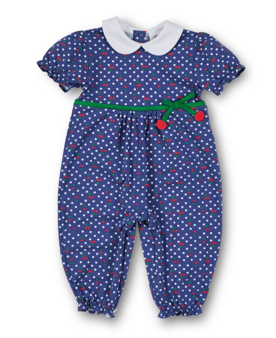 

Детский вязаный комбинезон-сальто для девочек в горошек с вишневым принтом Florence Eiseman, No Color