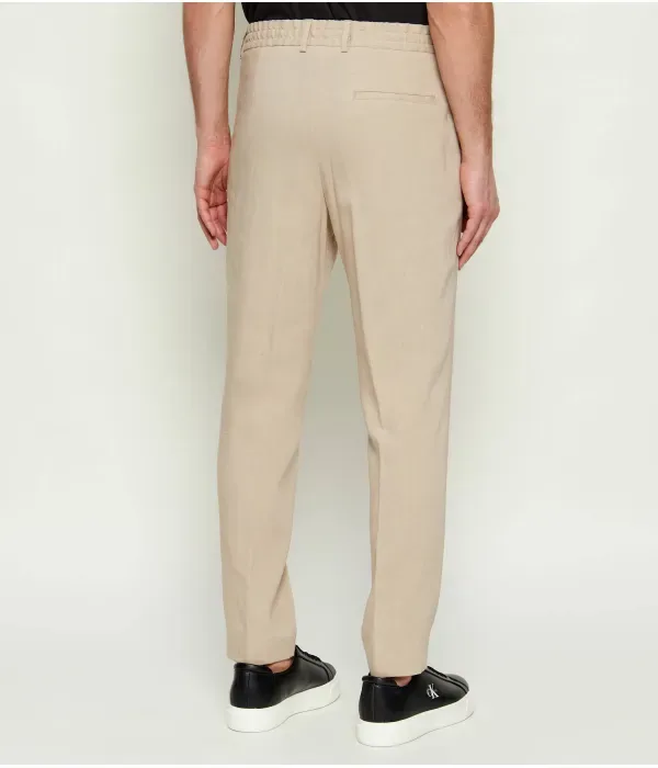 Льняные брюки P-Perin-RDS-WG-262 tapered fit Boss, бежевый — фото 4