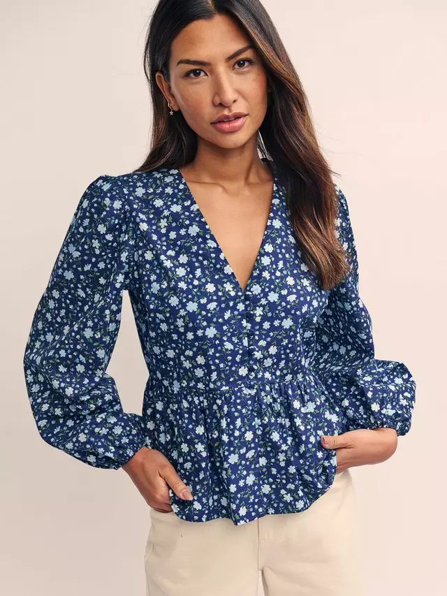 

Блуза Nobody's Child Ria Organic Cotton Floral, цвет blue/multi