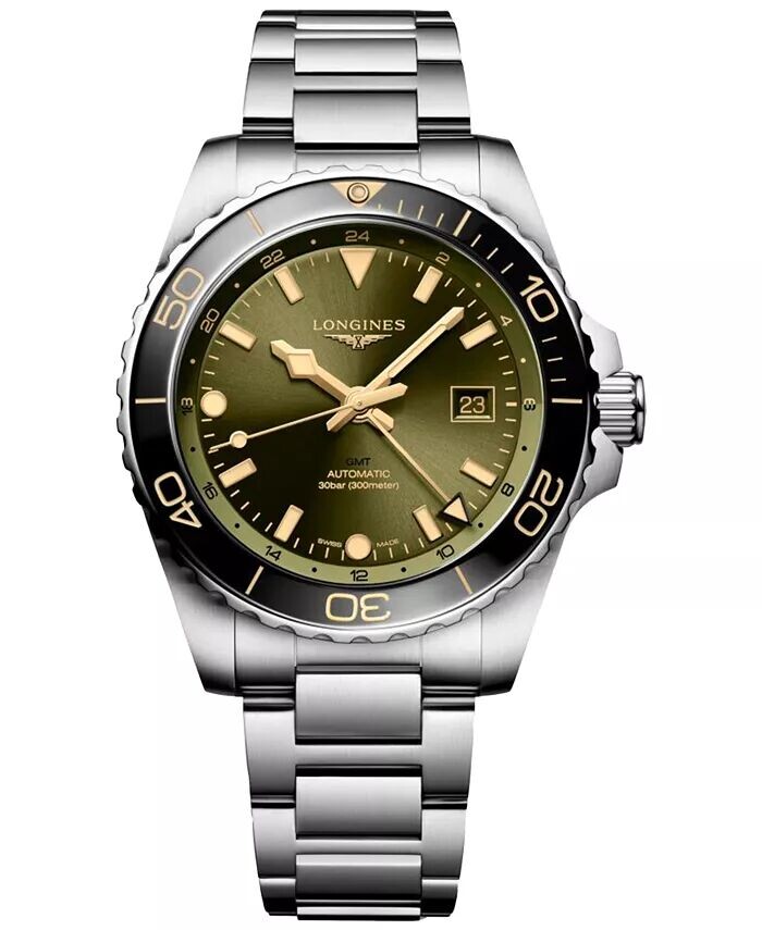 

Мужские швейцарские автоматические часы Hydroconquest GMT с браслетом из нержавеющей стали, 43 мм Longines