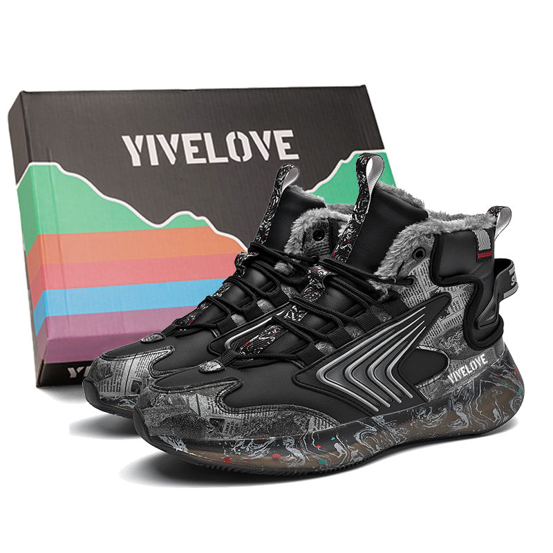 

YIVELOVE Тёплые износостойкие противоскользящие короткие зимние ботинки мужские Black, цвет Black