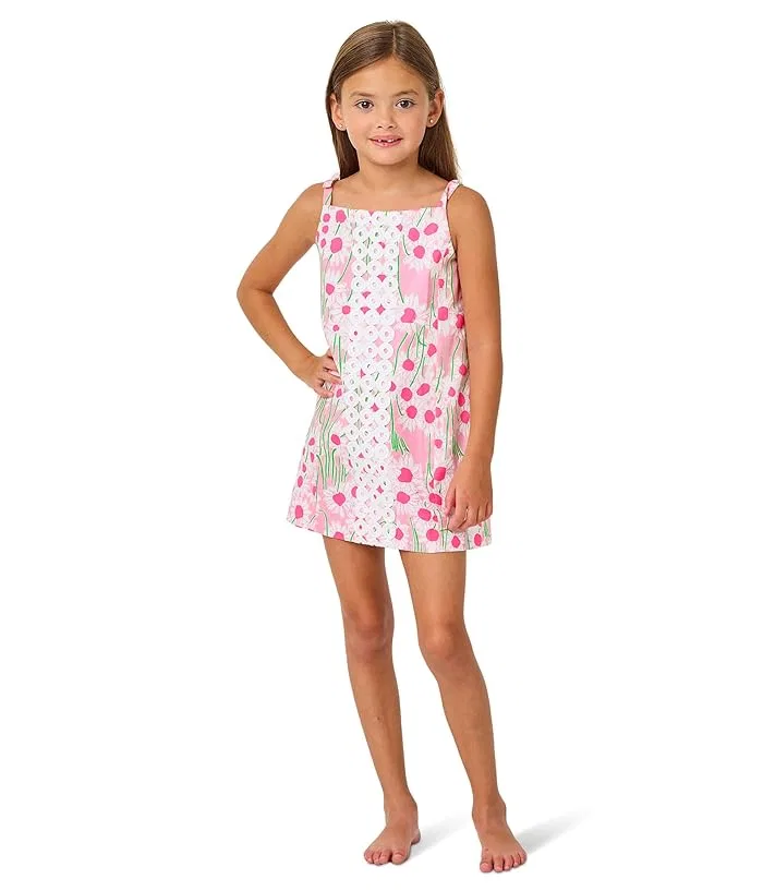 Платье детское с цветочным принтом Mini Delores Lilly Pulitzer Kids, Conch Shell Pink Sunny Daisies