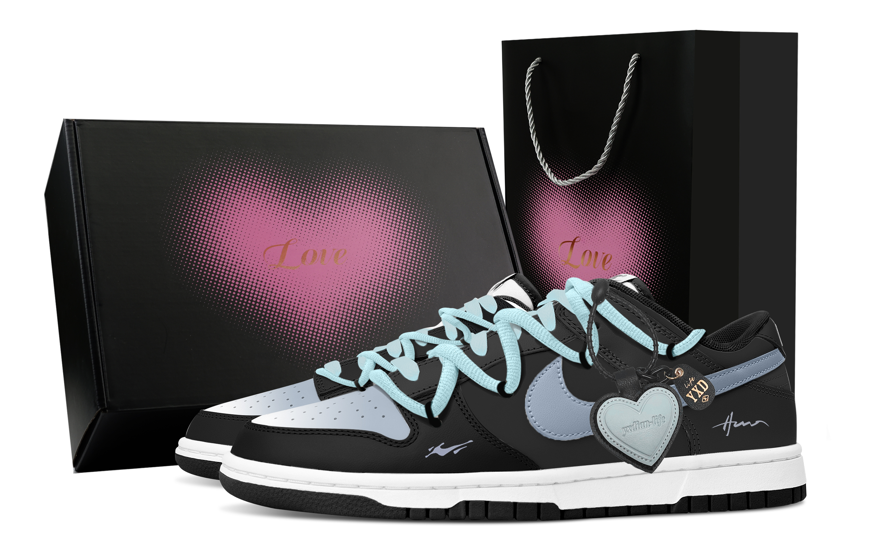 

Nike Кроссовки для скейтбординга Dunk Retro Starry Bond Heart Box, износостойкие, низкие, мужские, черно-синие