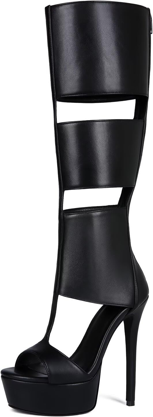 

Сексуальные готические сапоги на шпильке и платформе ручной работы от Frankie Hsu, черные, в готическом стиле панк, большие размеры, для женщин и мужчин, с широкой голенищем