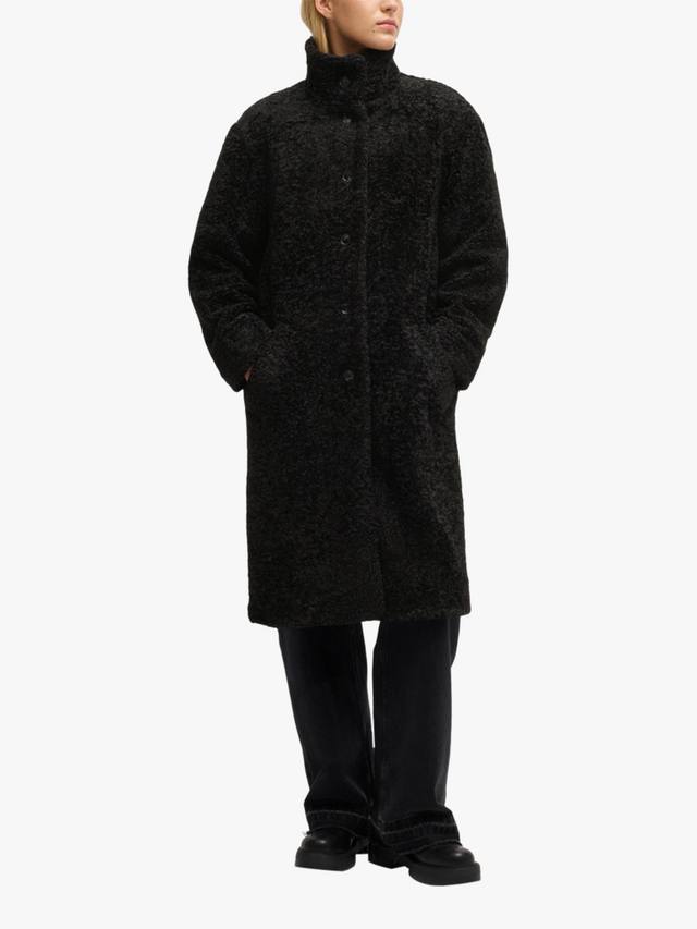 

Пальто caylina с воротником-стойкой HUGO BOSS, черный