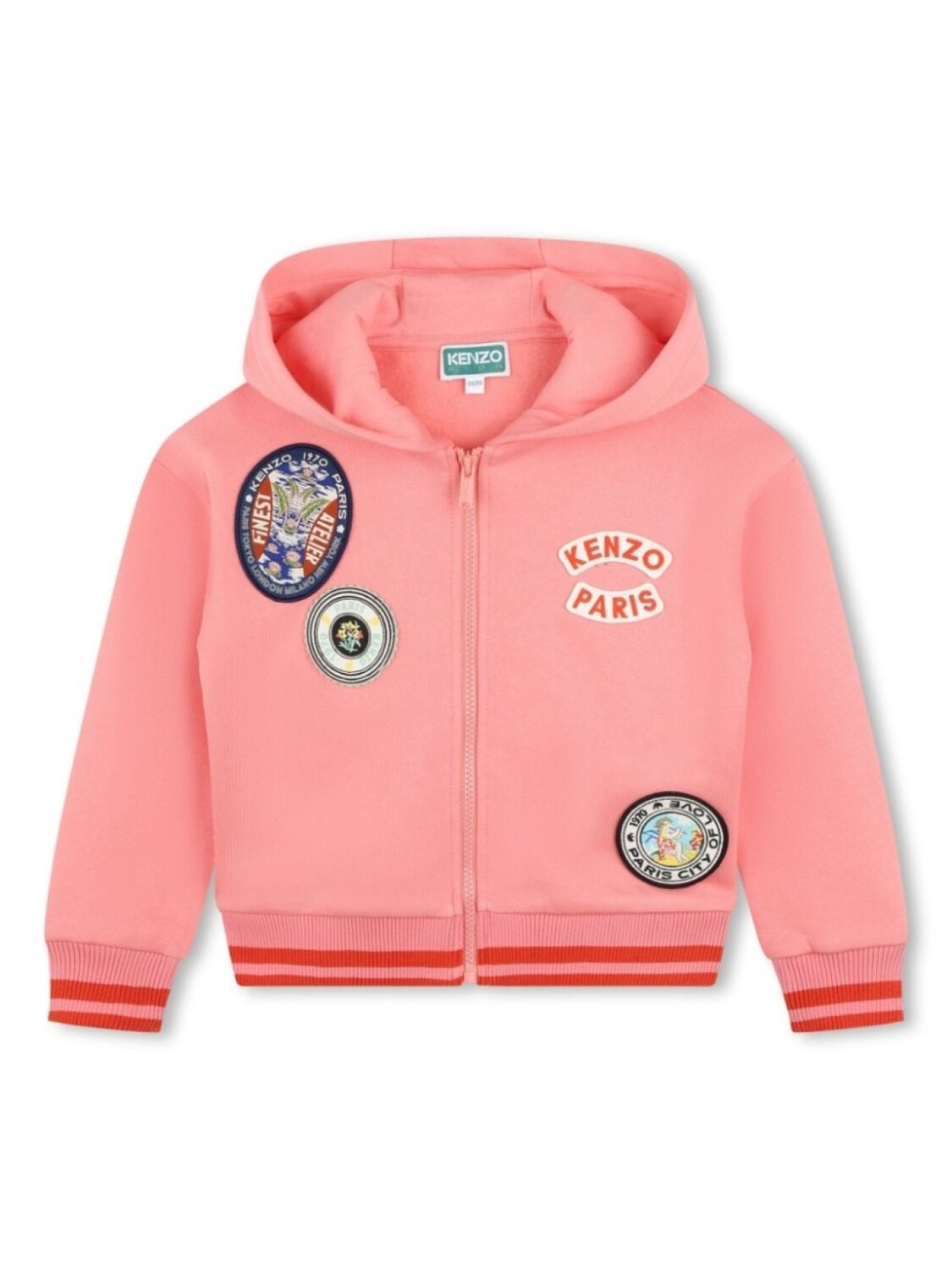 

Kenzo Kids худи на молнии с нашивкой-логотипом, розовый