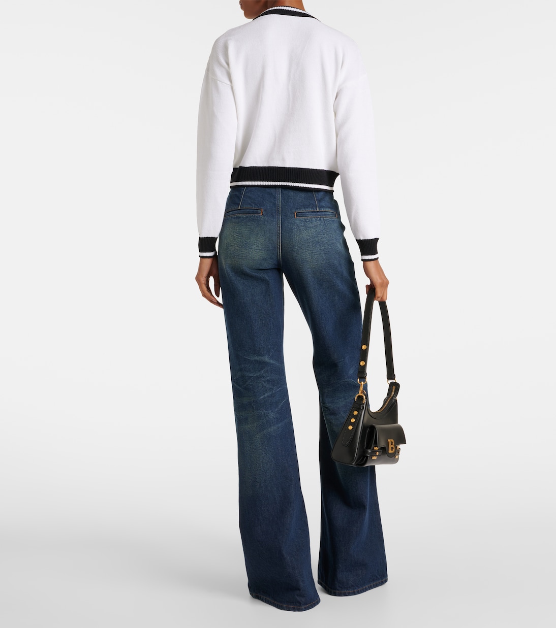 Вышитый свитер Balmain Signature Balmain, Blanc/Noir — фото 3