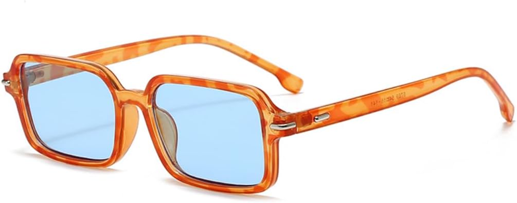 

Солнцезащитные очки в стиле ретро прямоугольной формы для женщин, модные заклепки для мужчин, трендовые панк-очки с леопардовым принтом, солнцезащитные очки UV400 TVTBBVV, Amber Blue