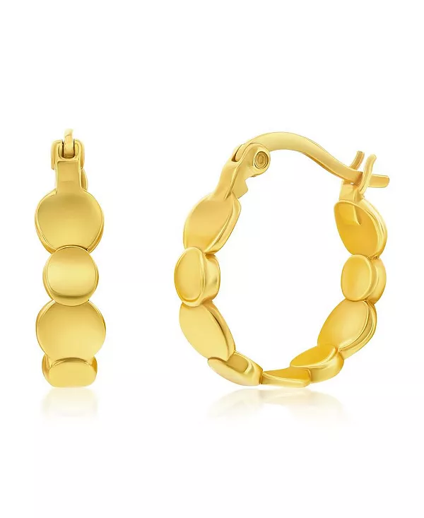 

Серьги-Кольца с чередующимися кругами из стерлингового серебра, позолоченные Simona, gold