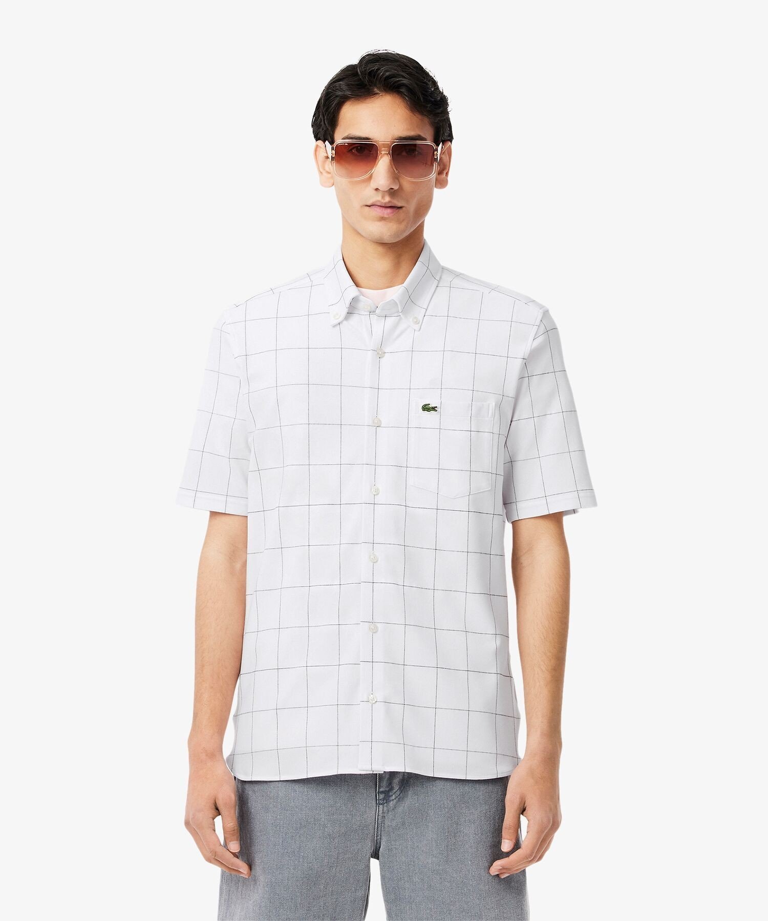 Футболка в клетку «оконная рама» LACOSTE, Black