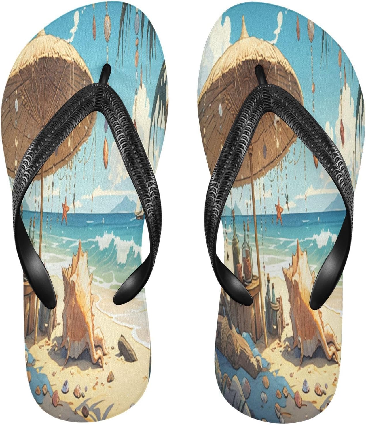 

Мужские и женские пляжные шлепанцы Seashell Beach с синим ремешком, резиновые, противоскользящие, летние тапочки для душа и прогулок Sinestour